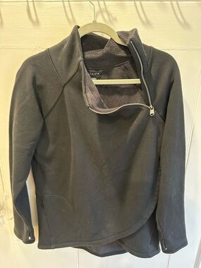 Athleta Black Funnel-Neck Fleece Pullover